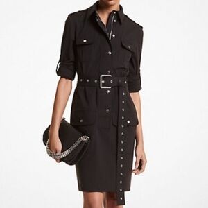 Michael Kors poplin utility shirtdress belted dress